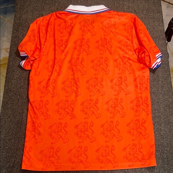 KNVB Netherlands Dutch Cup Soccer Football Lion Print Orange Polo Jersey sz XL - Picture 9 of 9